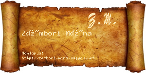 Zámbori Mína névjegykártya